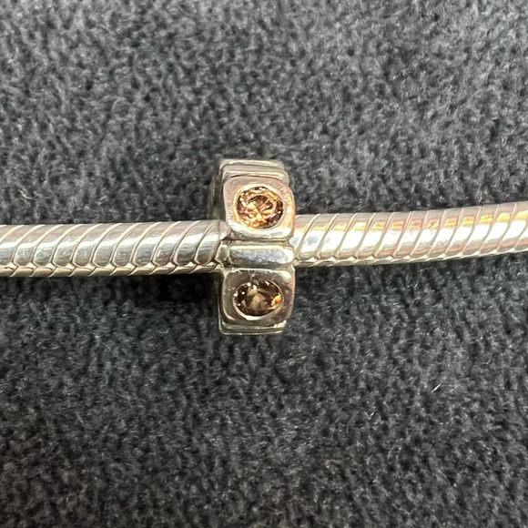 RETIRED Pandora Light Orange Stones Spacer Charm - Picture 1 of 2